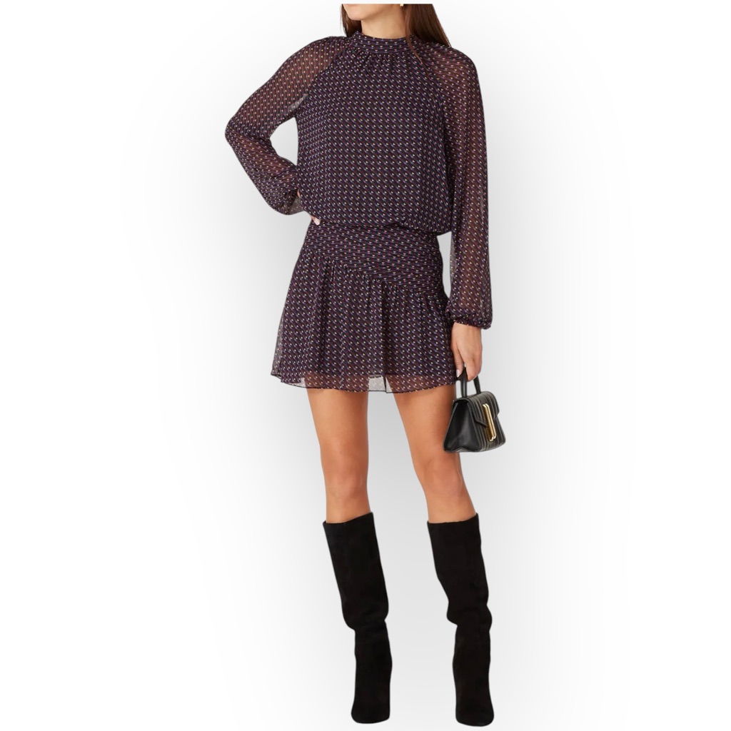 Ramy Brook $445 Retail Mulberry Printed Mini Dress, Size 8